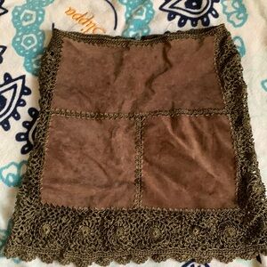 Rampage - designer leather and crochet mini skirt